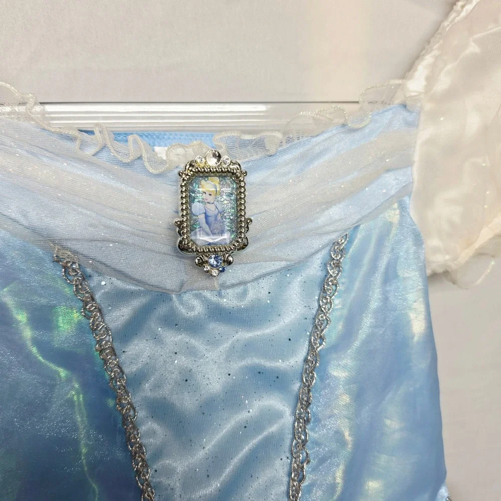 Disney Store Cinderella Costume Dress Kids 5/6 Blue Excellent Sparkly Cameo